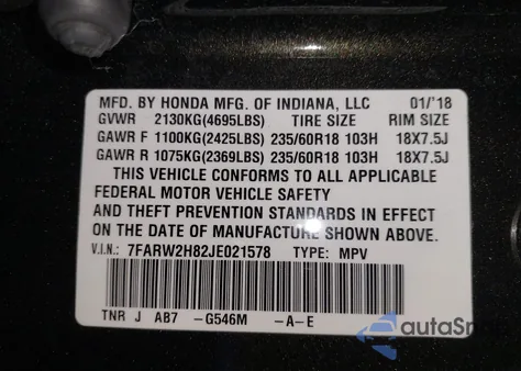 2018 Honda Cr-V Ex-L/Ex-L Navi z USA, uszkodzony, nr VIN 7FARW2H82JE021578